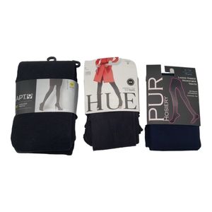 Tights Bundle 3 Pair Black (2) and Navy (1) Hue Pur Apt 9 Small Medium